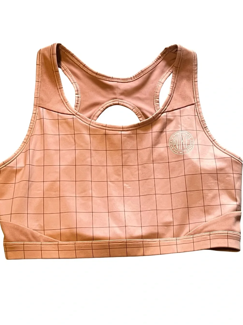 Nike grid orange racer back padless sports bra size XL